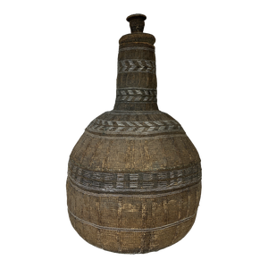 Oromo Igbo African Lidded Gourd of Woven Silver and Fiber