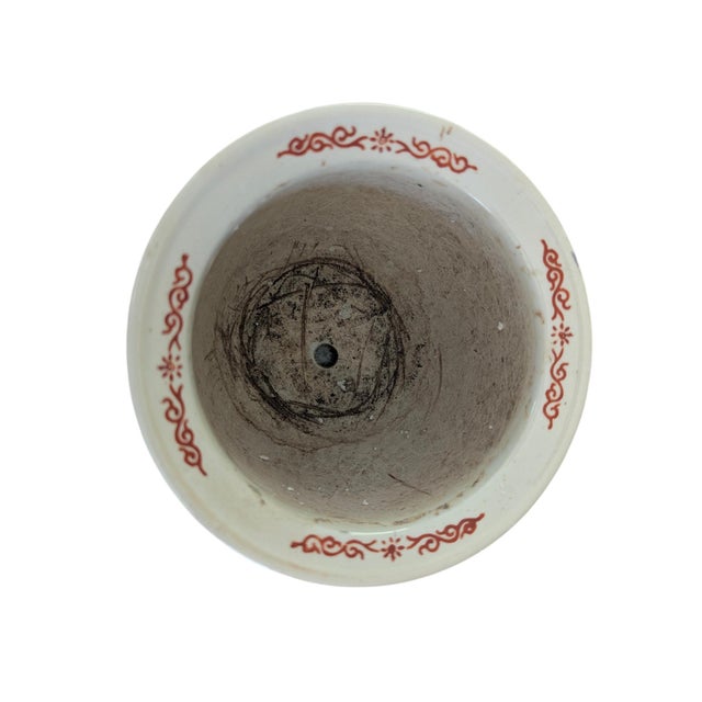 White Vintage Chinoiserie Famille Rose Ceramic Cachepot Planter For Sale - Image 8 of 12