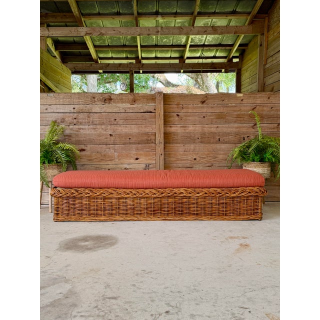 The Wicker Works Vintage Braided Rattan Backless Bench or Daybed For Sale - Image 12 of 12