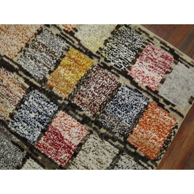 Zabihi Collection Turkish Tulu Multi Dimensional Box Design Rug For Sale In New York - Image 6 of 9