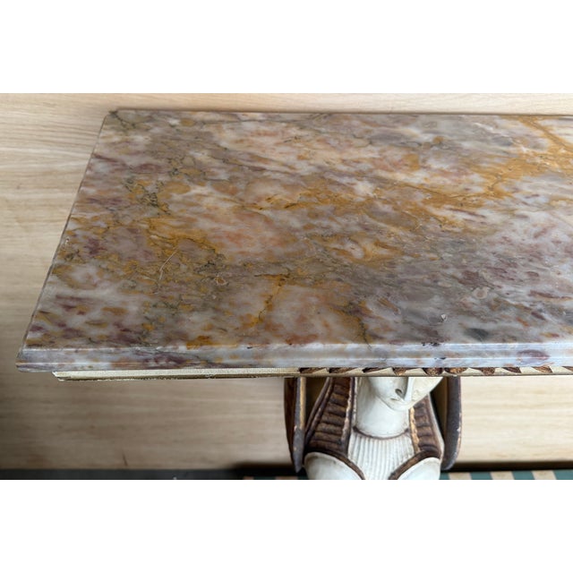 Cream 20th Century Swedish Empire Console in Carved, Polychrome and Gilded Wood For Sale - Image 8 of 11