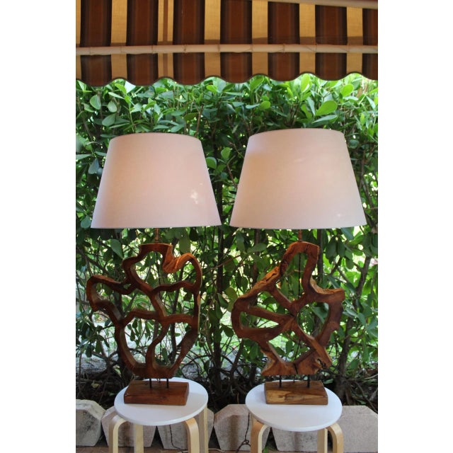Mid-Century Modern Mid 20th Century Italian Free Form Sculptural Lamps - A Pair For Sale - Image 3 of 10