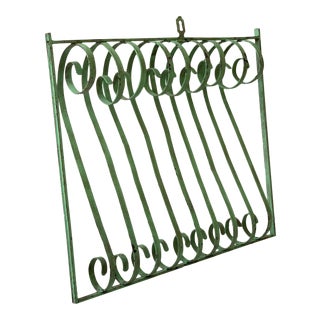 Antique Light Green Architectural Salvage Window Grate Scroll For Sale