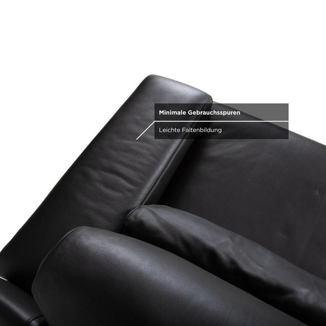 Two-Seater Leather 6500 Sofa in Black with Manual Function from Rolf Benz For Sale - Image 9 of 16