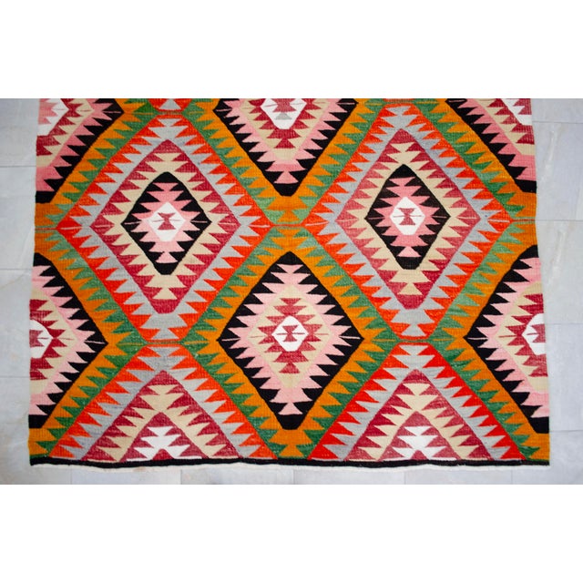 Vintage Turkish Rug Kilim, Handwoven Primitive Tribal Statement, Bohemian Area Rug - 6′4″ X 9′4″ For Sale - Image 12 of 14