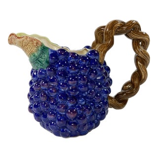 Vintage Ceramic Grape Motif Fitz and Floyd Pitcher For Sale