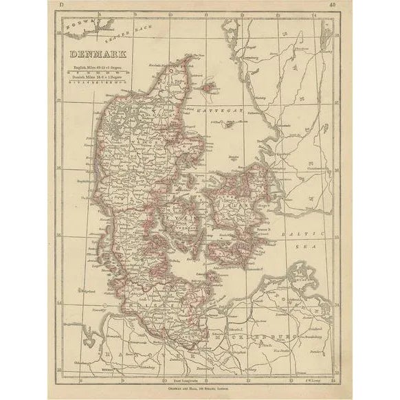 Mid 19th Century Antique Map of Denmark by Lowry, 1852 For Sale - Image 5 of 5
