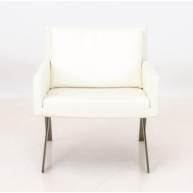 B & B Italia "Theo 3D" White Leather Upholstered &nbsp;Lounge Chair, on chrome-plated frame, designed by Vincent van...