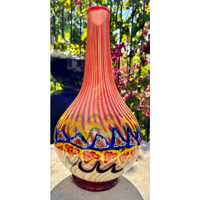 Vintage 1960's Large Multi Colored Murano Millefiori Vase For Sale In San Diego - Image 6 of 13