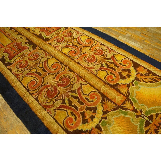 English Antique English Axminster Rug European Design in Gold Background Color For Sale - Image 3 of 12