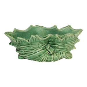 1950s Mid Century Nelson McCoy Pottery Green Twin Shells Double Cornucopia Planter Bowl