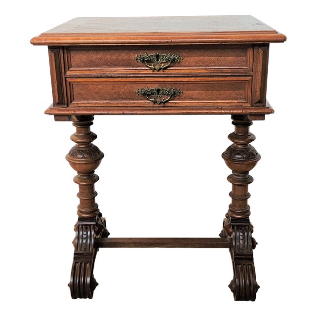 Antique Wilhelminian Sewing Box with Drawers For Sale