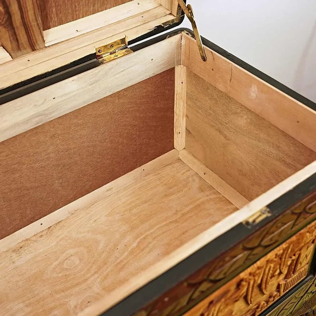 Oriental Carved Wooden Chest For Sale - Image 9 of 14