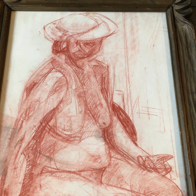 Original sepia drawing on paper unsigned sketch 12 x14 overall size with vintage frame is 15.5 x 17.5 Check out my shop,...