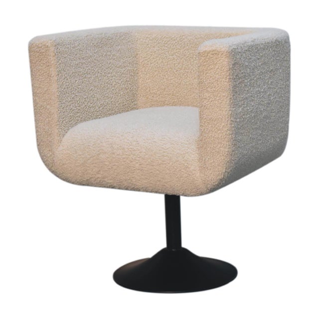Contemporary Cream Bouclé Swivel Accent Chair For Sale - Image 3 of 8