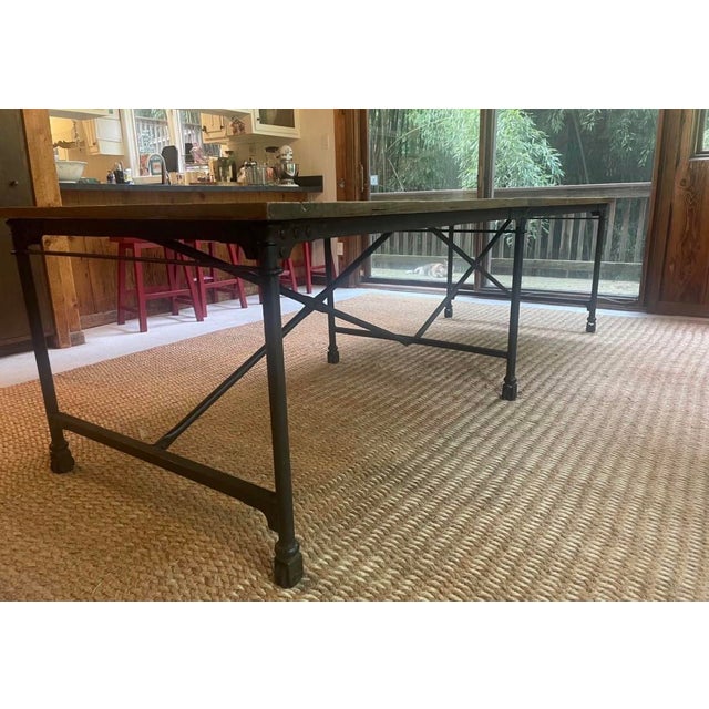 Vintage Salvaged European Solid Wood and Iron Table From Retired Restoration Hardware Collection For Sale - Image 6 of 8