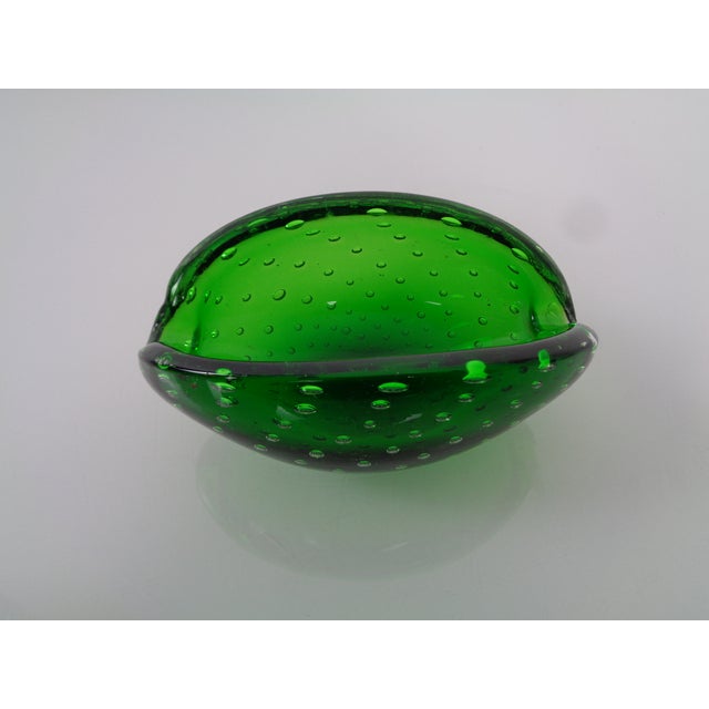Glass Green Sommerso Murano Glass Ashtray, Italy, 1960s For Sale - Image 7 of 18