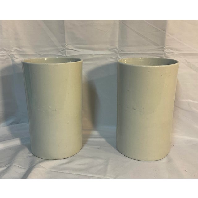 Pair of Vintage Early 20th Century White Ironstone Vases For Sale In Dallas - Image 6 of 6