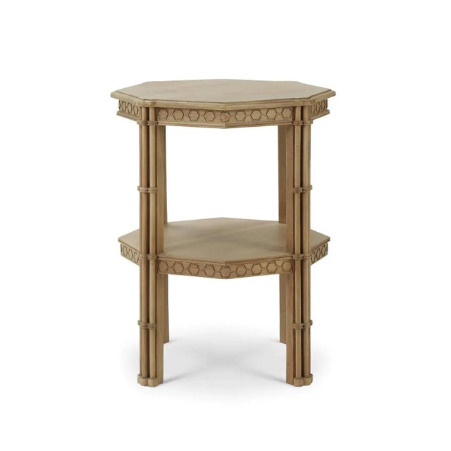 Pair of Mid-Century Style Octagon Faux Bamboo Side Tables For Sale - Image 4 of 12