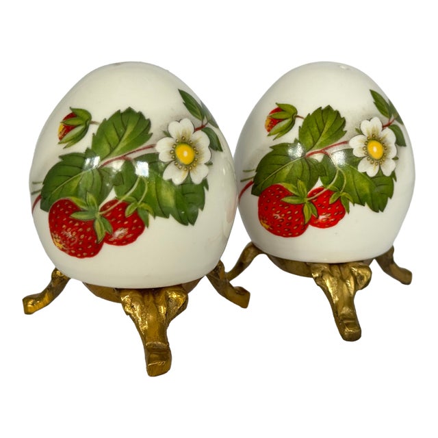 Made in England Sandford Salt & Pepper Shakers on Brass Plateaus - A Pair For Sale