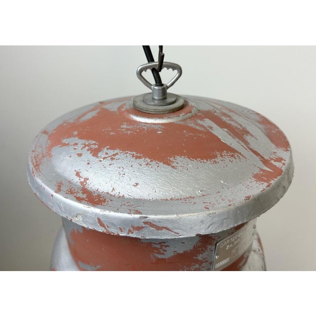 Industrial Cage Factory Pendant Lamp with Glass Cover from Mesko, 1970s For Sale - Image 12 of 18