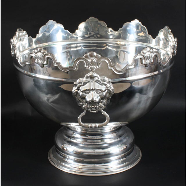 Metal Large Vintage Silver-Plated Punch Bowl from Monteith, 1980s For Sale - Image 7 of 18