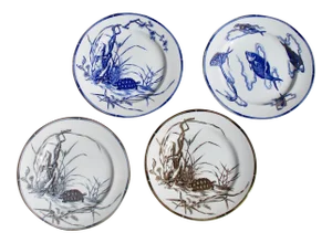 Four Royal Worcester Hand Painted English Porcelain Serving Dishes 1870's - a Set of 4