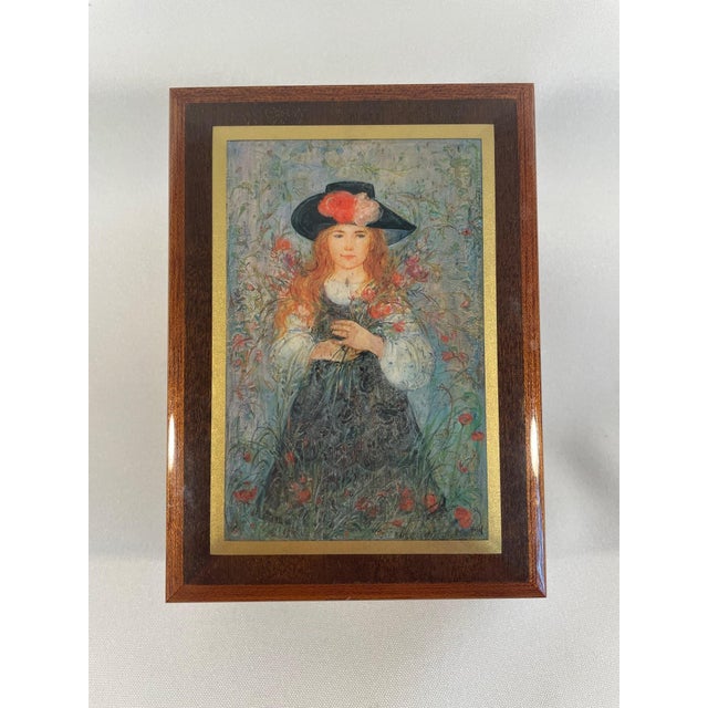 A lovely smaller Italian Marquetry Music Jewelry Box that plays the famous tune of "Santa Lucia". Circa Mid to Late 20th...