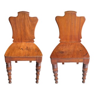 Pair of 19th Century Georgian Hall Chairs For Sale