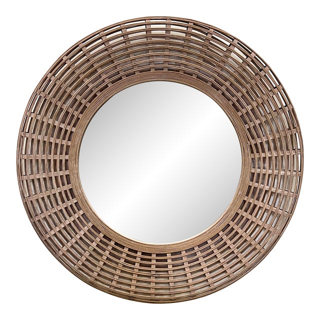 Vintage Coastal Split Reed Mirror For Sale