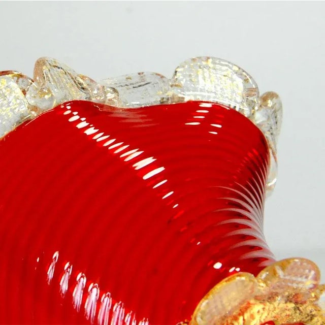 Small Vintage Murano Ribbed Dish, 1930s, in Very Good conditions. Designed 1920 to 1949 This piece is designed in the...