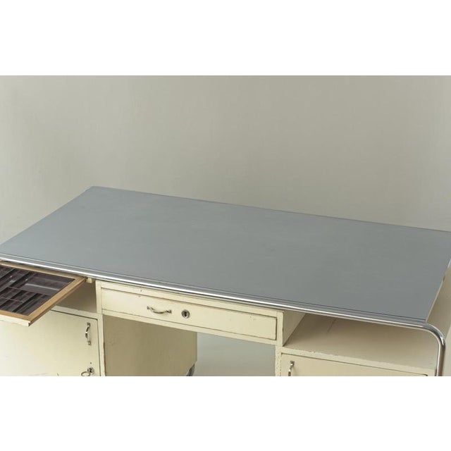 Large Vintage German Steel Tube Desk, 1950 For Sale - Image 13 of 18
