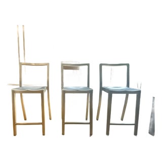 Set of 3 Philippe Starck Icon Counter Stools for Emeco, Hand-Brushed Aluminum For Sale