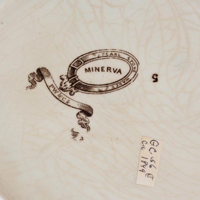 5 Mid 19th Century Brown Transferware Plates by Podmore Walker and Co. "Minerva Pattern" For Sale - Image 9 of 9