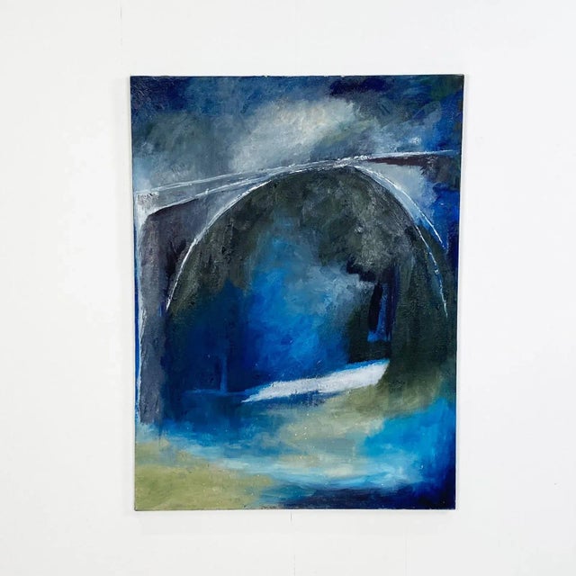 1950s Bridge in Blue, American Circa 1950 For Sale - Image 5 of 5