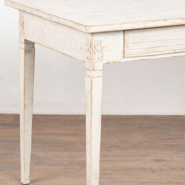 Wood 19th Century Swedish White Painted Desk or Side Table For Sale - Image 7 of 14