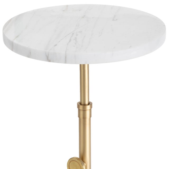 Contemporary Myles Accent/Drink Table, Natural Brass with Marble Top For Sale - Image 3 of 6
