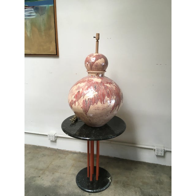 Vintage Sculptural Post Modern Drip Glaze Ceramic Lamp For Sale - Image 10 of 12