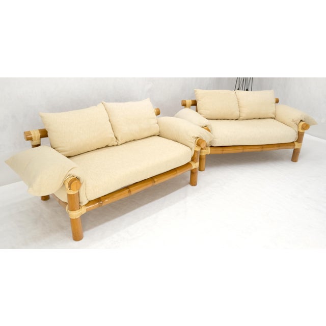 Pair of c1970s Vintage Massive Thick Bamboo Bases Loveseats MINT For Sale - Image 14 of 14