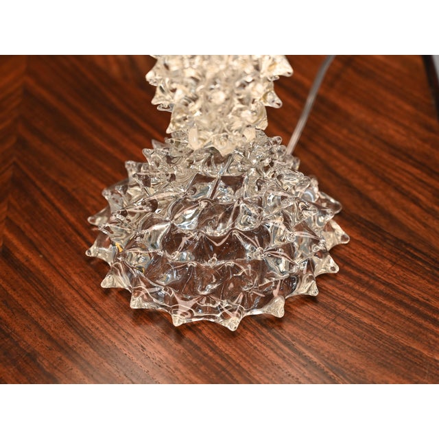 Large Lamp in Murano Rostrato Glass and Brass with Pink Shade from Barovier, Italy, 1940s For Sale - Image 9 of 13