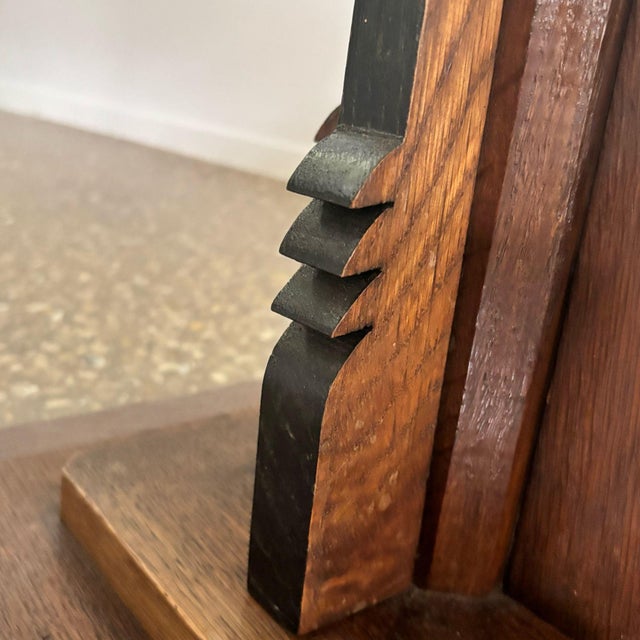 Wood Art Deco Amsterdamse School Floor Lamp, Netherlands, 1930s For Sale - Image 7 of 10