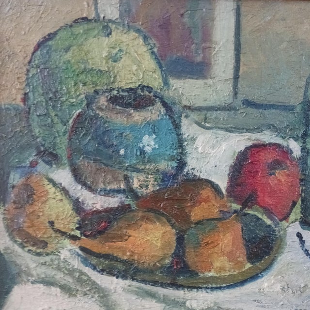 George Alan Swanson Oil on Canvas Still Life With Fruit Listed Artist 1950s For Sale - Image 4 of 5