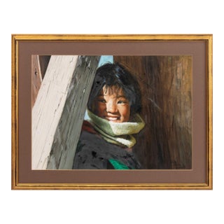 Portrait of a Girl, Oil on Canvas Board, 1993 For Sale