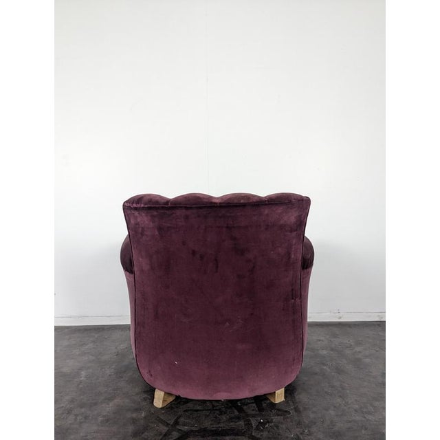 Art Deco Armchair in Aubergine Velvet For Sale - Image 4 of 8