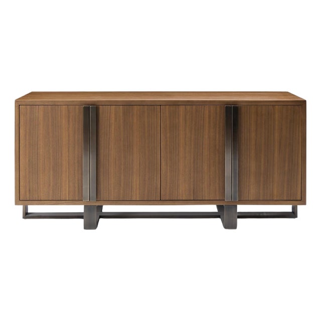 Modern Greg Sheres Style Walnut and Bronze Buffet – “Valencia" For Sale