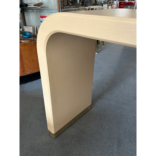 Custom Made Waterfall Console/Sofa Table With Brass Base C1980s For Sale - Image 4 of 11