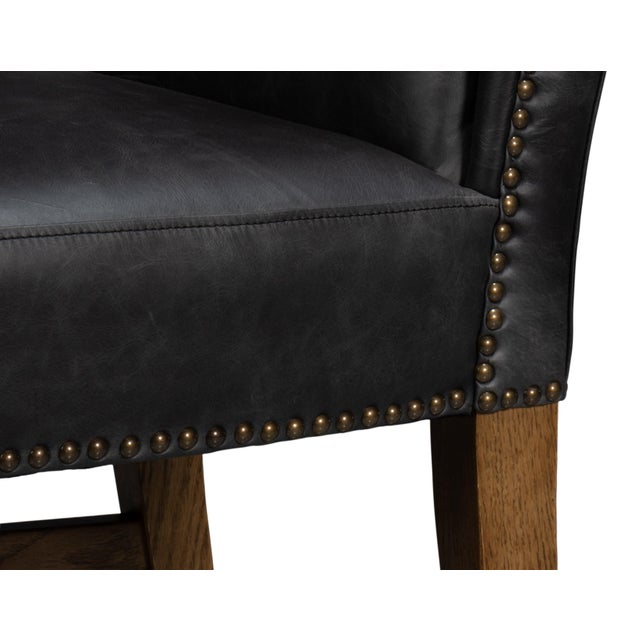 Leather Wingback Dining Chairs in Black, Sets of 2 For Sale - Image 9 of 11