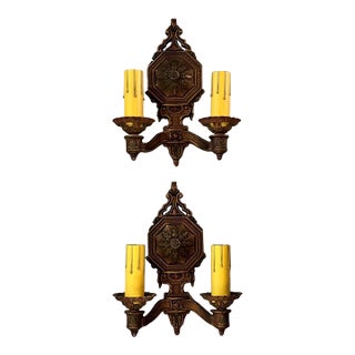 Early 1900’s Pair of Sconces With Original Finish For Sale