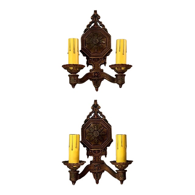 Early 1900’s Pair of Sconces With Original Finish For Sale