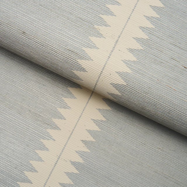 Schumacher SAMPLE - Schumacher Bristle Stripe Sisal Wallpaper In Mineral For Sale - Image 4 of 4